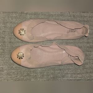 Tory Burch Pink Leather Elastic Ballet Flats